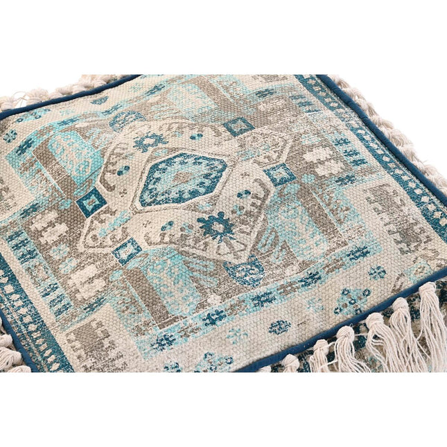 Puff DKD Home Decor Casablanca Blau Baumwolle Randbereich (40 x 40 x 40 cm)