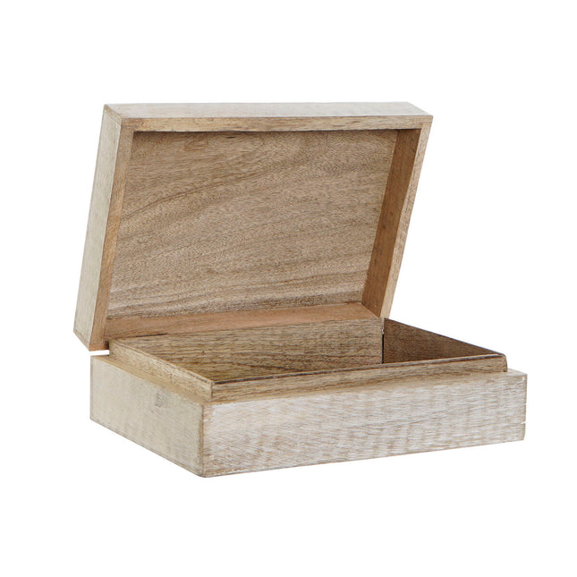 Set dekorativer Karten DKD Home Decor Braun Weiß Mango-Holz 25 x 17 x 8 cm (2 Stück)