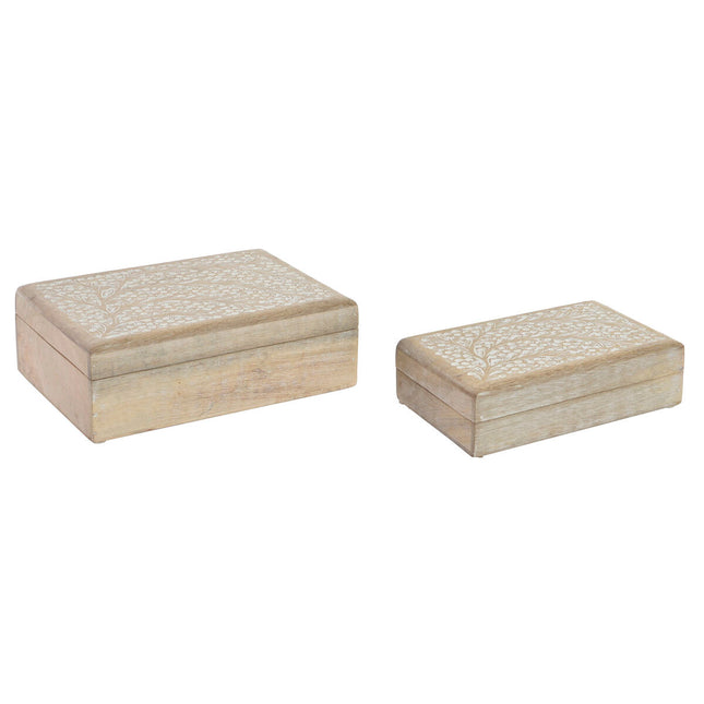 Set dekorativer Karten DKD Home Decor Braun Weiß Mango-Holz 25 x 17 x 8 cm (2 Stück)