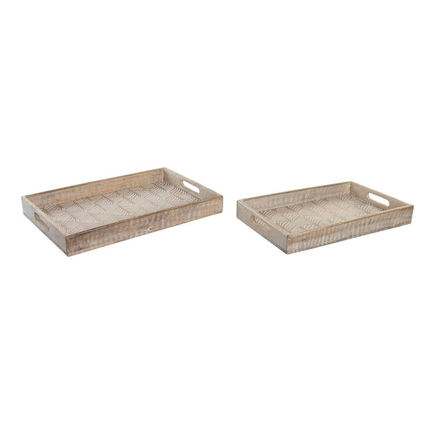 Tablettset DKD Home Decor 43 x 27,5 x 5 cm Braun Zweig Mango-Holz Decapé (2 Stück)
