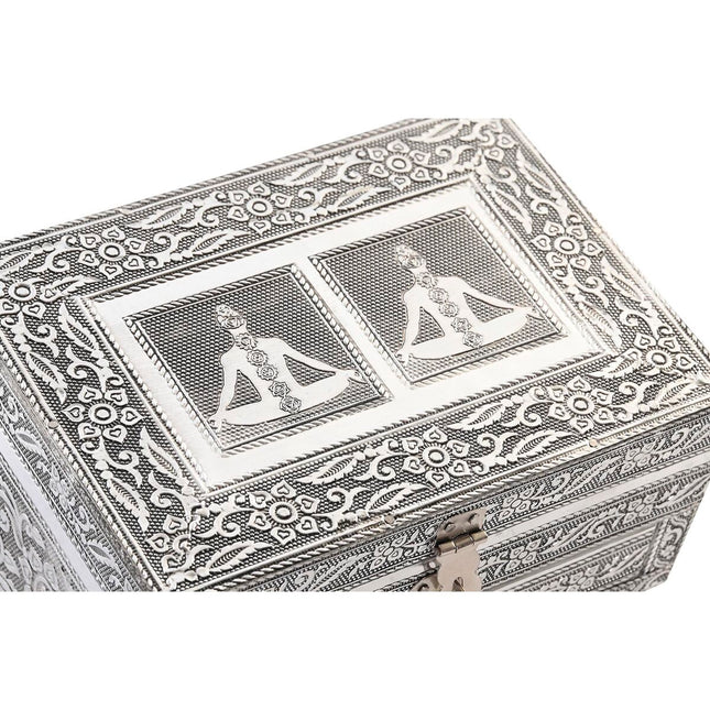 Box-Schmuckkästchen DKD Home Decor Silberfarben Holz Aluminium grün (17,5 x 13 x 8 cm)