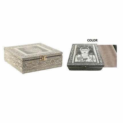 Box-Schmuckkästchen DKD Home Decor Champagner Beige Holz Aluminium (17,5 x 17,5 x 6,3 cm)