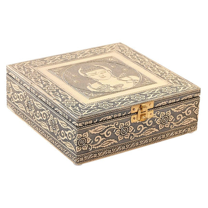 Box-Schmuckkästchen DKD Home Decor Champagner Beige Holz Aluminium (17,5 x 17,5 x 6,3 cm)