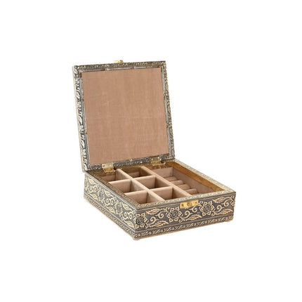 Box-Schmuckkästchen DKD Home Decor Champagner Beige Holz Aluminium (17,5 x 17,5 x 6,3 cm)