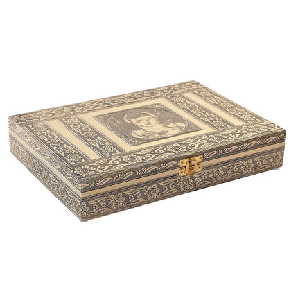 Box-Schmuckkästchen DKD Home Decor Champagner Beige Holz Aluminium (27,5 x 20 x 5,4 cm)