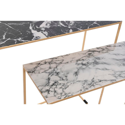Satz mit 2 Tischen DKD Home Decor 100 x 28 x 80 cm Schwarz Gold Weiß Eisen