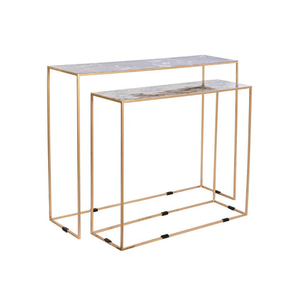 Satz mit 2 Tischen DKD Home Decor 100 x 28 x 80 cm Schwarz Gold Weiß Eisen