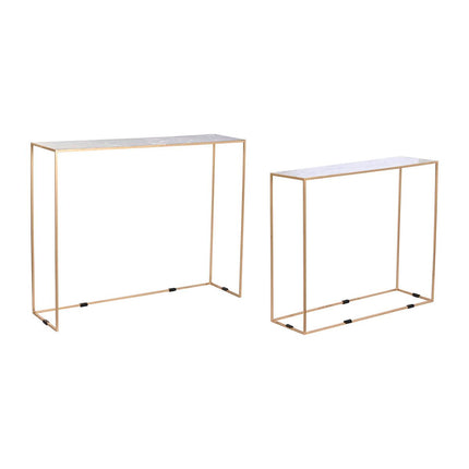 Satz mit 2 Tischen DKD Home Decor 100 x 28 x 80 cm Schwarz Gold Weiß Eisen