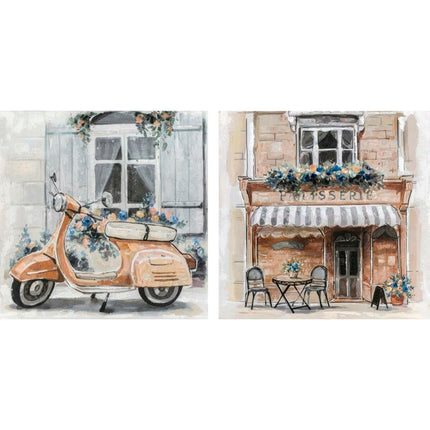Leinwand DKD Home Decor 90 x 3,7 x 90 cm 90 x 3,5 x 90 cm Straße Traditionell (2 Stück)