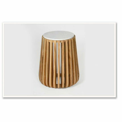 Beistelltisch DKD Home Decor Weiß natürlich Marmor Mango-Holz 47 x 47 x 58 cm