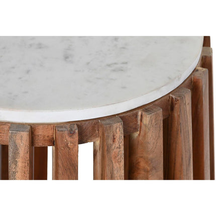 Beistelltisch DKD Home Decor Weiß natürlich Marmor Mango-Holz 47 x 47 x 58 cm