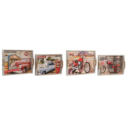 Tablettset DKD Home Decor Bunt 40 x 30 x 6 cm Holz MDF (2 Stück)