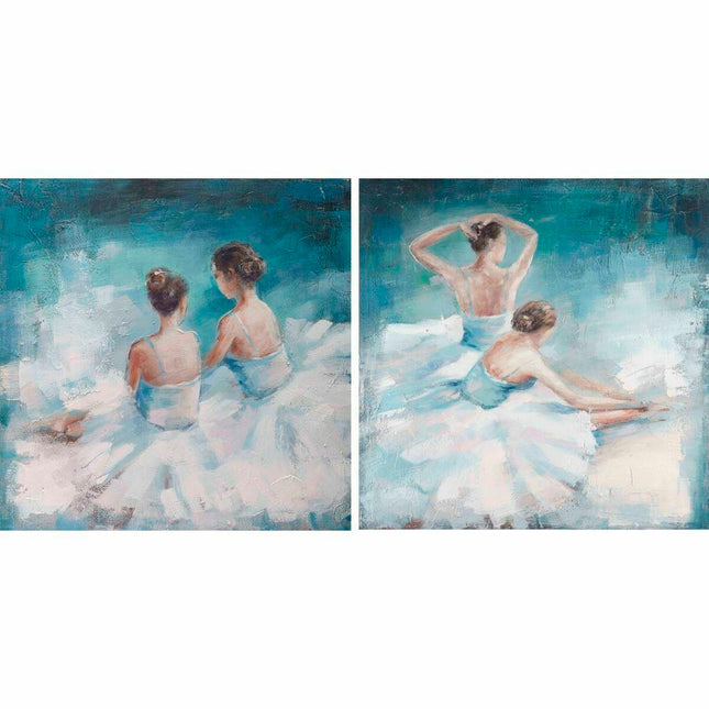 Bild DKD Home Decor 100 x 3,5 x 100 cm Ballett-Tänzerin Romantisch (2 Stück)