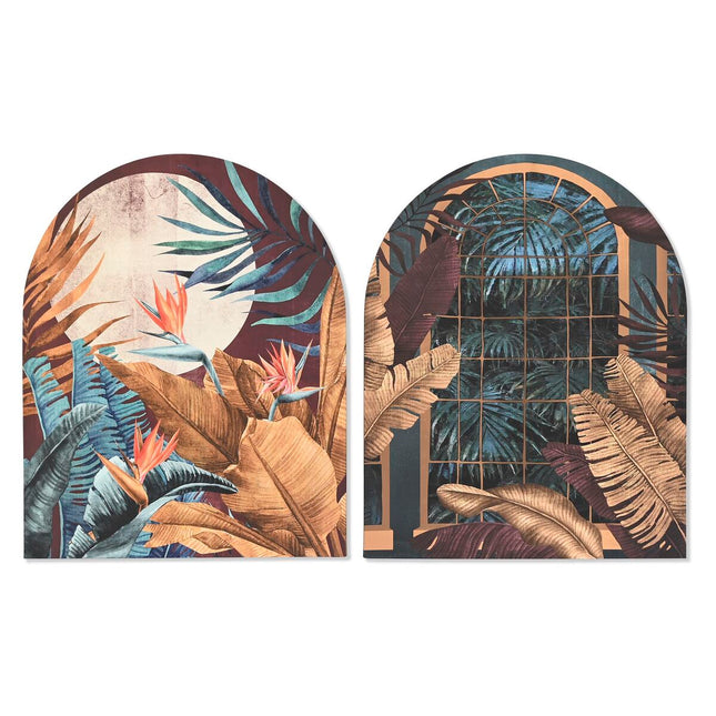 Bild DKD Home Decor 80 x 4,5 x 100 cm Tropical Blumen, Pflanzen und Bäume (2 Stück)