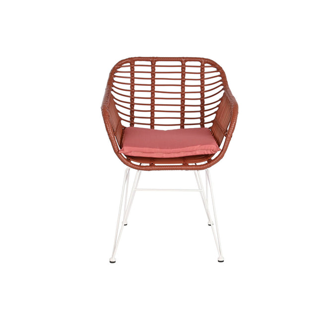 Tisch-Set mit 2 Stühlen DKD Home Decor Weiß Terrakotta Metall Kristall Synthetischer Rattan 56 x 57,5 x 82 cm