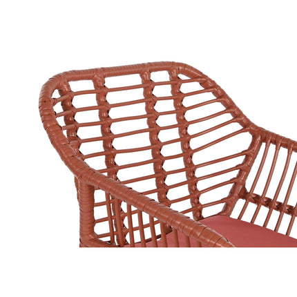 Tisch-Set mit 2 Stühlen DKD Home Decor Weiß Terrakotta Metall Kristall Synthetischer Rattan 56 x 57,5 x 82 cm