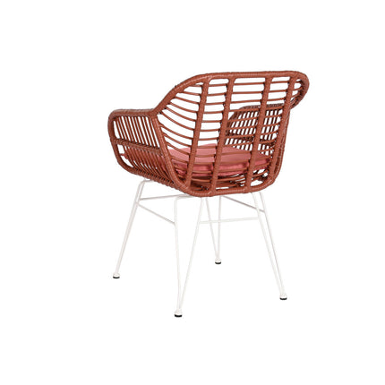 Tisch-Set mit 2 Stühlen DKD Home Decor Weiß Terrakotta Metall Kristall Synthetischer Rattan 56 x 57,5 x 82 cm