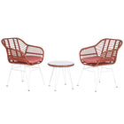 Tisch-Set mit 2 Stühlen DKD Home Decor Weiß Terrakotta Metall Kristall Synthetischer Rattan 56 x 57,5 x 82 cm