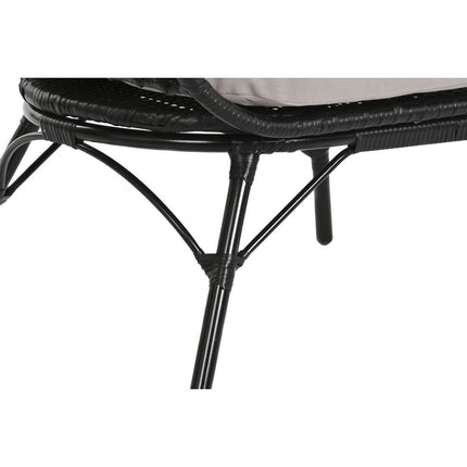 Gartenstuhl DKD Home Decor Schwarz Grau Metall Synthetischer Rattan 99 x 71 x 147 cm