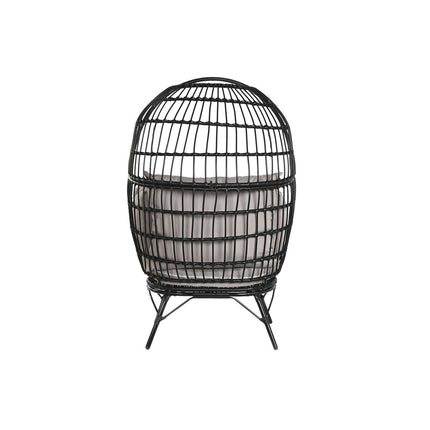 Gartenstuhl DKD Home Decor Schwarz Grau Metall Synthetischer Rattan 99 x 71 x 147 cm