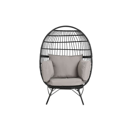 Gartenstuhl DKD Home Decor Schwarz Grau Metall Synthetischer Rattan 99 x 71 x 147 cm