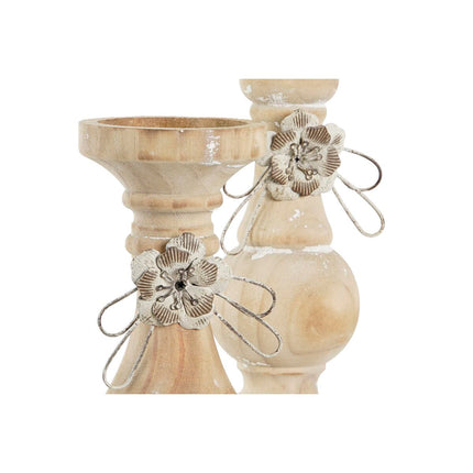 Kerzenschale DKD Home Decor Holz (9,5 x 9,5 x 28 cm) (2 Stücke)