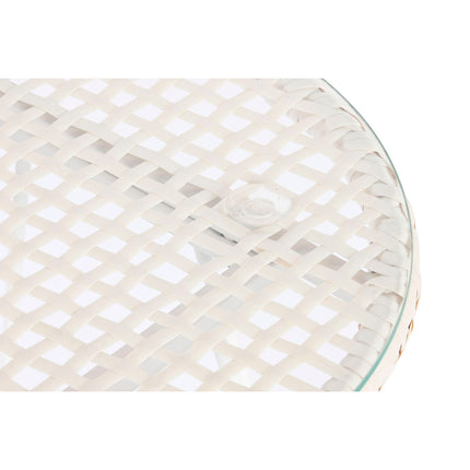 Tisch-Set mit 2 Stühlen DKD Home Decor 56 x 57,5 x 82 cm Kristall Metall Synthetischer Rattan Weiß