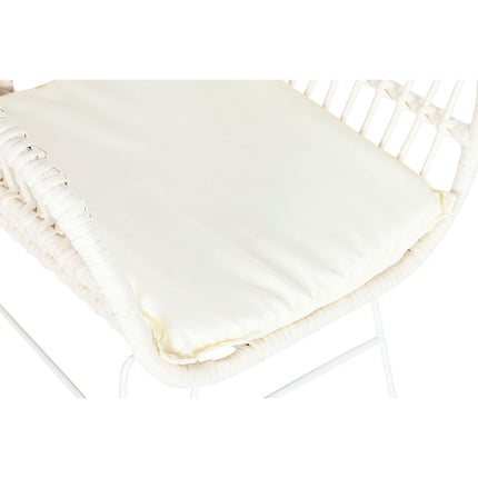 Tisch-Set mit 2 Stühlen DKD Home Decor 56 x 57,5 x 82 cm Kristall Metall Synthetischer Rattan Weiß