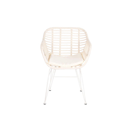 Tisch-Set mit 2 Stühlen DKD Home Decor 56 x 57,5 x 82 cm Kristall Metall Synthetischer Rattan Weiß