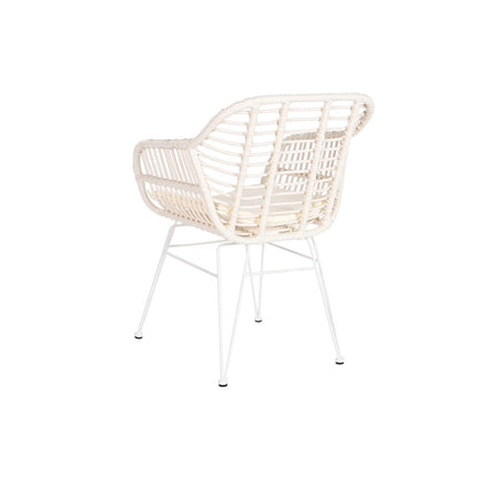 Tisch-Set mit 2 Stühlen DKD Home Decor 56 x 57,5 x 82 cm Kristall Metall Synthetischer Rattan Weiß