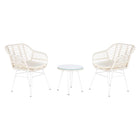 Tisch-Set mit 2 Stühlen DKD Home Decor 56 x 57,5 x 82 cm Kristall Metall Synthetischer Rattan Weiß