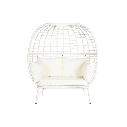 Gartenstuhl DKD Home Decor 130 x 68 x 146 cm Synthetischer Rattan Stahl Weiß