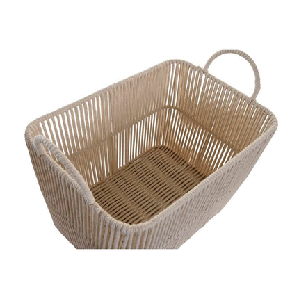 Korb-Set DKD Home Decor Beige Metall Baumwolle (39 x 29 x 31 cm)