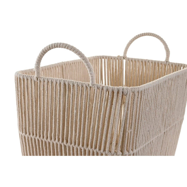 Korb-Set DKD Home Decor Beige Metall Baumwolle (39 x 29 x 31 cm)