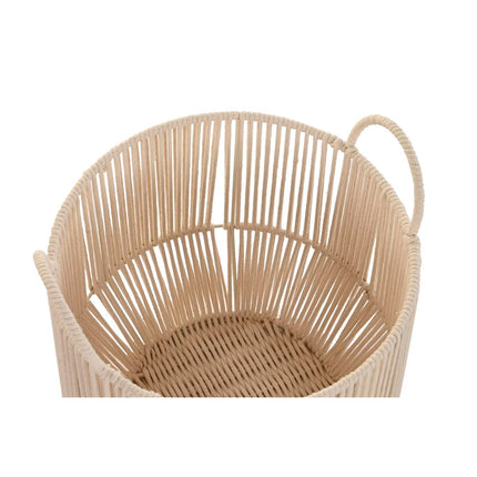 Korb-Set DKD Home Decor Beige Metall Baumwolle (35 x 35 x 36 cm)