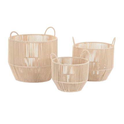 Korb-Set DKD Home Decor Beige Metall Baumwolle (35 x 35 x 36 cm)