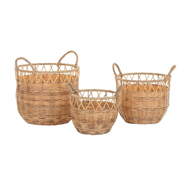 Korb-Set DKD Home Decor Metall PE (3 Stücke) (35 x 35 x 30 cm)