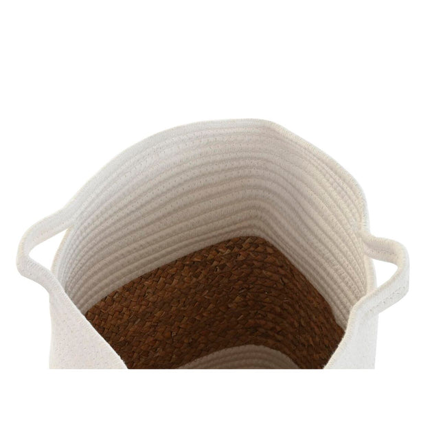 Dekorativer Korb DKD Home Decor Baumwolle Weiß Naturfaser (36 x 36 x 52 cm)
