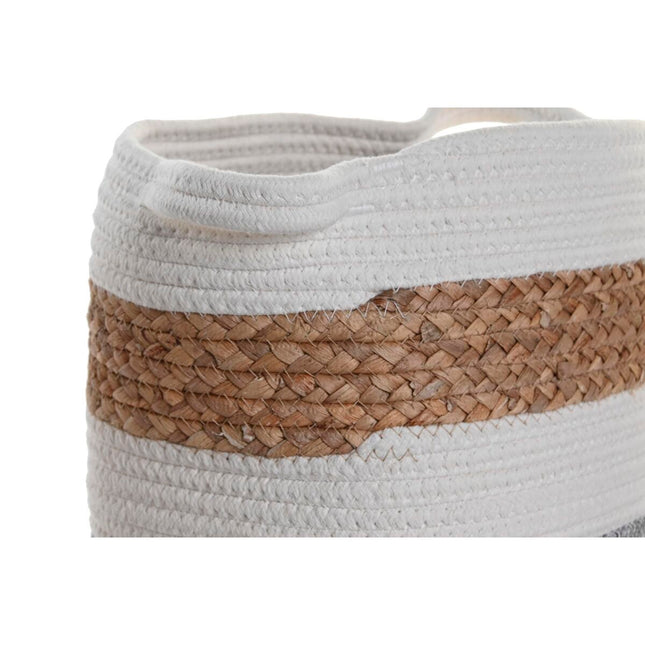 Korb-Set DKD Home Decor Baumwolle Weiß Naturfaser (30 x 30 x 26 cm)