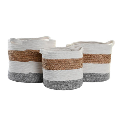Korb-Set DKD Home Decor Baumwolle Weiß Naturfaser (30 x 30 x 26 cm)