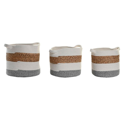 Korb-Set DKD Home Decor Baumwolle Weiß Naturfaser (30 x 30 x 26 cm)