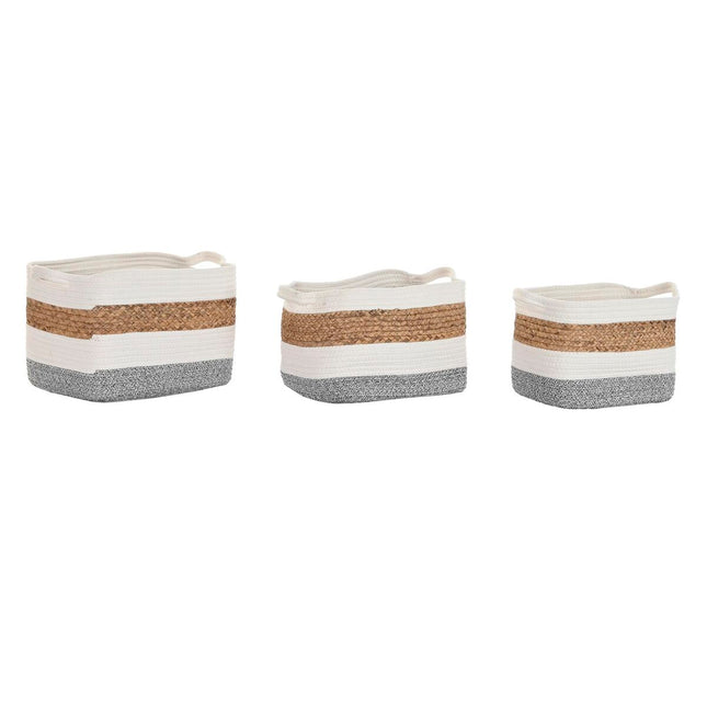 Korb-Set DKD Home Decor Baumwolle Weiß Naturfaser (36 x 30 x 24 cm)