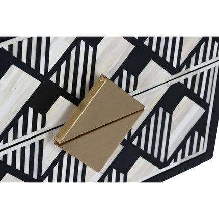 Nachttisch DKD Home Decor Schwarz Weiß Knochen Harz Holz MDF (50 x 35 x 50 cm)