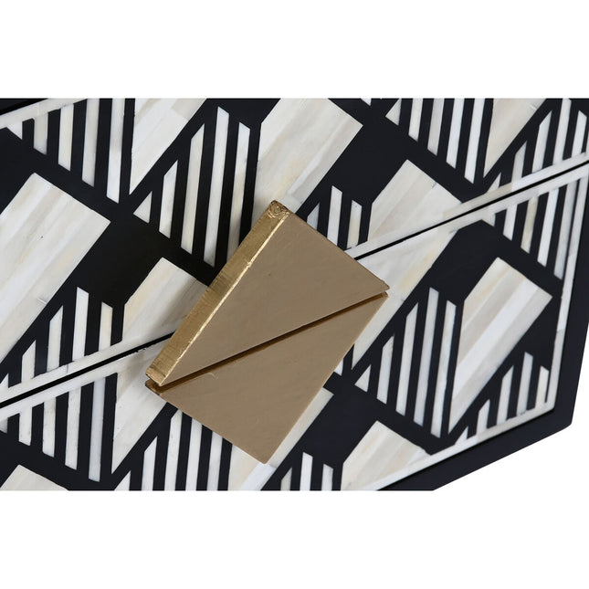 Nachttisch DKD Home Decor Schwarz Weiß Knochen Harz Holz MDF (50 x 35 x 50 cm)