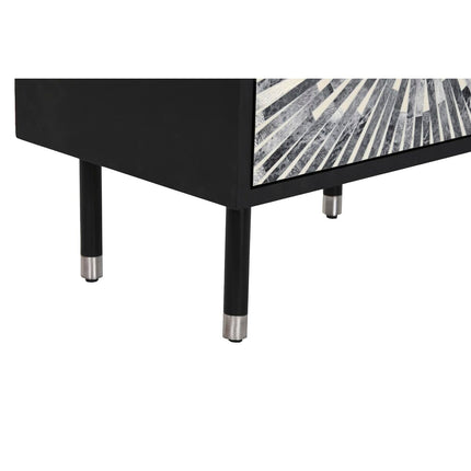 Nachttisch DKD Home Decor Schwarz Grau Knochen Harz Holz MDF (50 x 35 x 51 cm)