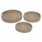 Tablettset DKD Home Decor natürlich Weiß Naturfaser (43 x 43 x 10 cm) (3 Stücke)