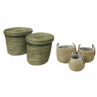Korb-Set DKD Home Decor mit Deckel 2 Stücke natürlich Weiß Seegras (55 x 55 x 50 cm) (2 Stücke)
