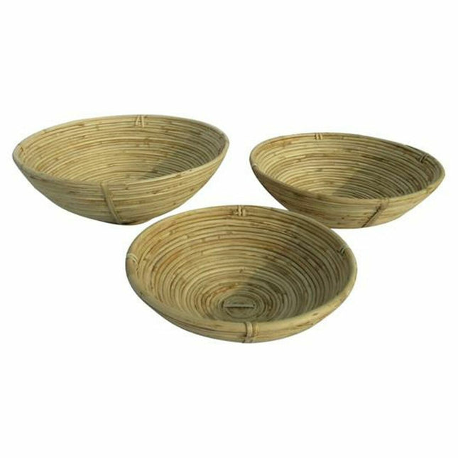 Tablettset DKD Home Decor natürlich Rattan Tropical (3 Stücke) (40 x 40 x 15 cm)