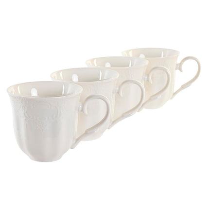 Satz von 4 Henkelbechern DKD Home Decor natürlich Porzellan Weiß 350 ml