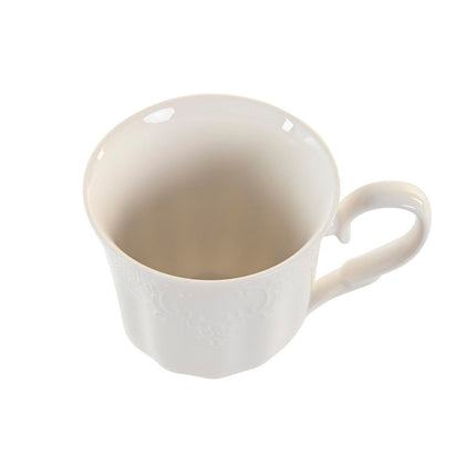 Satz von 4 Henkelbechern DKD Home Decor natürlich Porzellan Weiß 350 ml